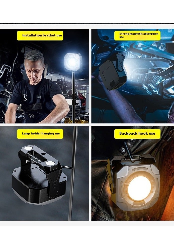 Noori Magnetic Work Light Rechargeable, Portable FloodLight with Hook, Stepless Dimmable for Camping Car Repairing Emergency Job Site Lighting(Grey) - Image 4