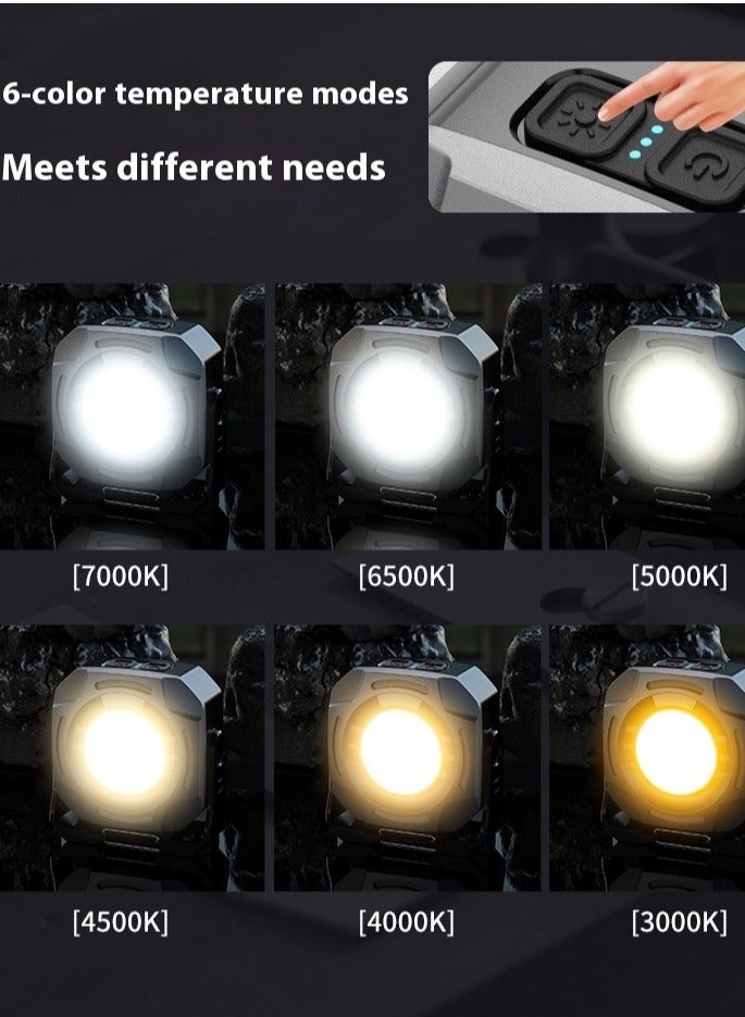 Noori Magnetic Work Light Rechargeable, Portable FloodLight with Hook, Stepless Dimmable for Camping Car Repairing Emergency Job Site Lighting(Grey) - Image 2