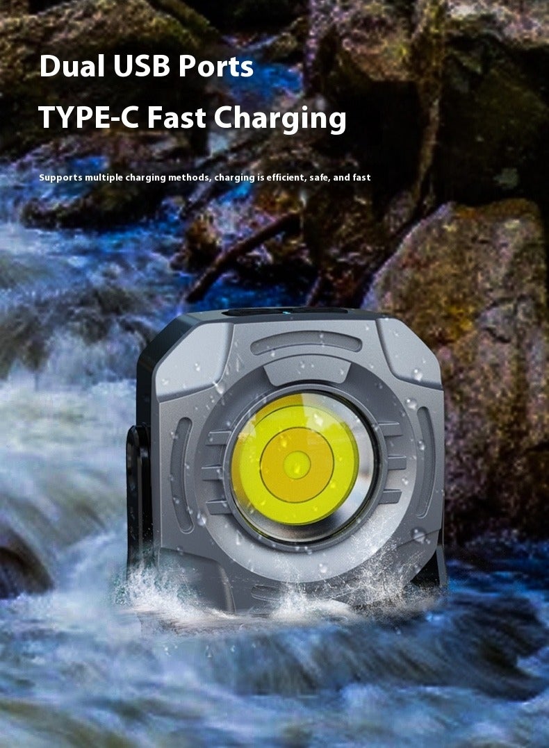 Noori Magnetic Work Light Rechargeable, Portable FloodLight with Hook, Stepless Dimmable for Camping Car Repairing Emergency Job Site Lighting(Grey) - Image 5