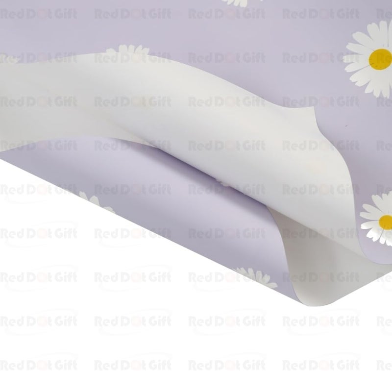 Red Dot Gift® Pack of 20 Sheets Floral Gift Wrapping Paper 57x57cm - Waterproof Light Purple - Image 5