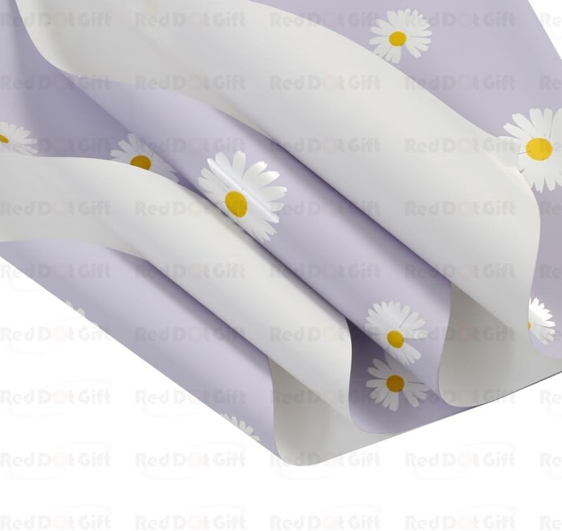 Red Dot Gift® Pack of 20 Sheets Floral Gift Wrapping Paper 57x57cm - Waterproof Light Purple - Image 4