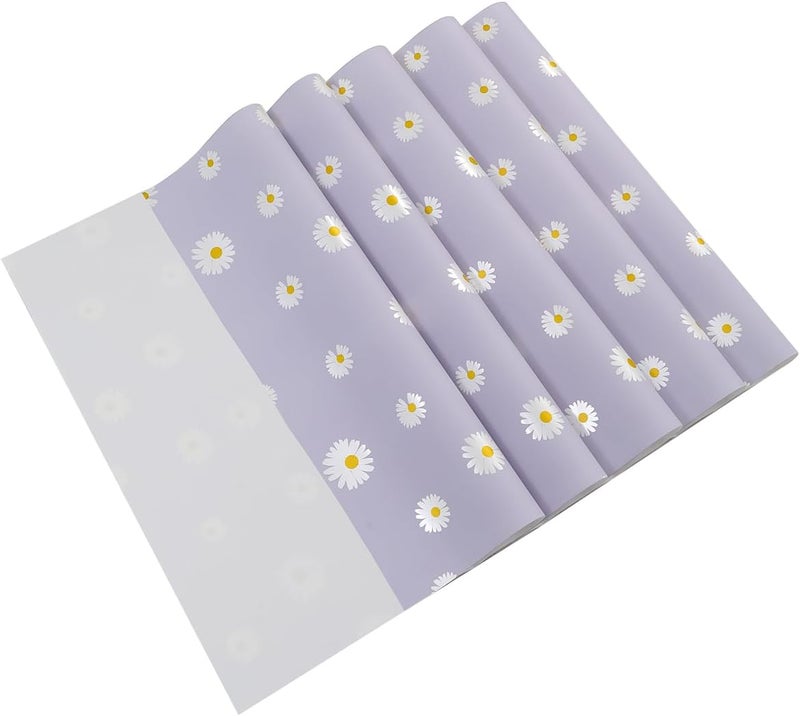 Red Dot Gift® Pack of 20 Sheets Floral Gift Wrapping Paper 57x57cm - Waterproof Light Purple - Image 1