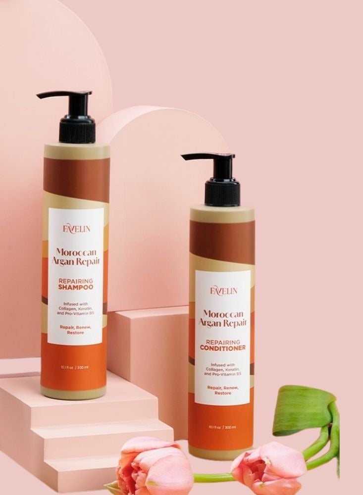 ڤاڨلين مجموعة فافيلين لإصلاح الشعر بالأرجان المغربي 500 مل شامبو وبلسم 500 مل - Image 4