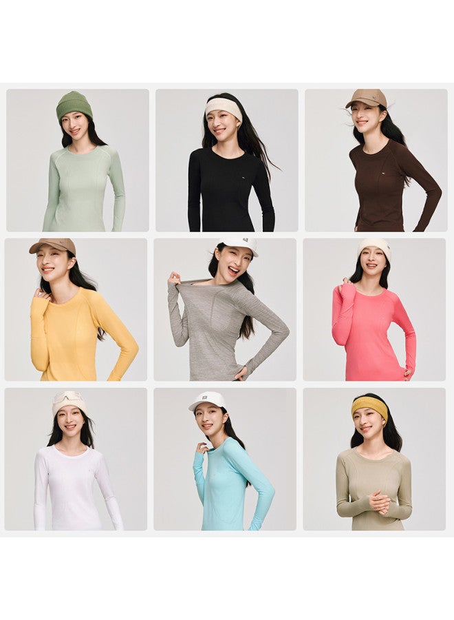 VVC ملابس داخلية أنيقة للنساء 2025 خريف/شتاء جديدة بلوزة حرارية ذات رقبة دائرية بلون موحد - Image 5