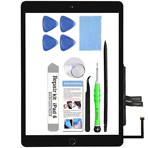 TSIOFO for iPad 6 (6th Gen 2018) A1893 A1954 Screen Replacement Glass Touch Digitizer Repair Kit with Home Button & Tools - Only for iPad 6 6th Generation (Black) - Image 1