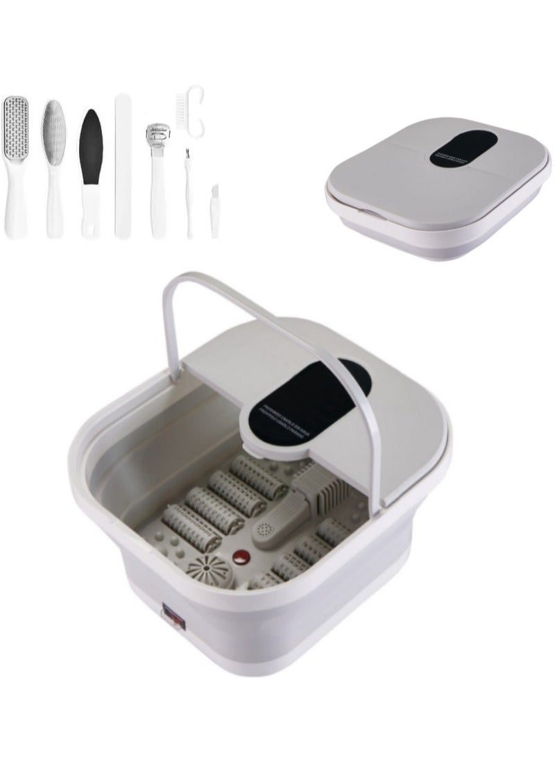 والالا حوض غمر القدم مع مجموعة أدوات القدم Pedicure,حمام سبا القدم القابل للطي مع الحرارة والفقاعات والضوء الأحمر,تدليك القدم لتهدئة واسترخاء القدمين المتعبة - Image 1