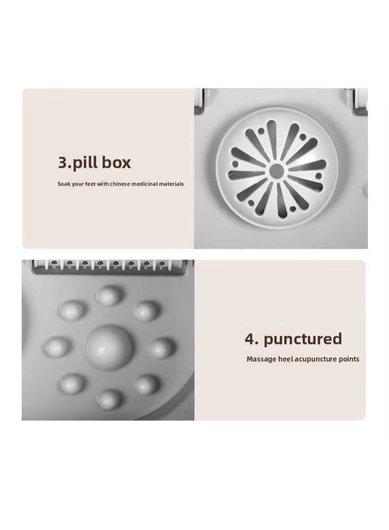 والالا حوض غمر القدم مع مجموعة أدوات القدم Pedicure,حمام سبا القدم القابل للطي مع الحرارة والفقاعات والضوء الأحمر,تدليك القدم لتهدئة واسترخاء القدمين المتعبة - Image 3