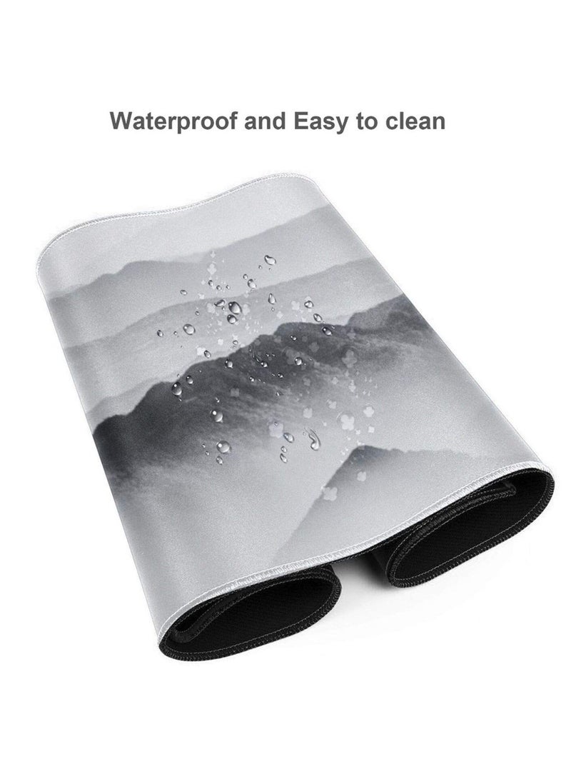 KASTWAVE Gaming Mouse Pad Black and White Plum Bossom Cherry Blossom, Extended Large Mouse Mat Desk Pad, Stitched Edges Mousepad, Long Non-Slip Rubber Base Mice Pad (31.5x11.8x0.12 Inch, A4) - Image 4