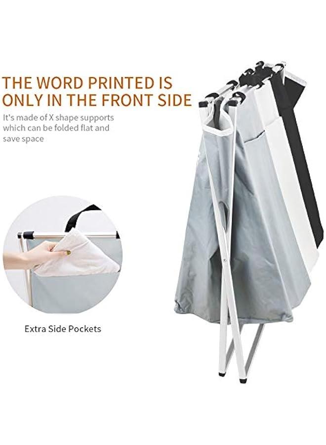 3 Section Laundry Basket Printed Dark Light Color, Foldable Hamper/Sorter with Waterproof Oxford Bags and Aluminum Frame, Washing Clothes Storage for Home, Dormitary Multicolored - Image 3