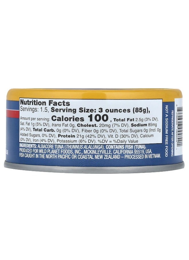 Wild Planet Wild Planet, Albacore Wild Tuna, No Salt Added, 5 oz (142 g)  - Image 2