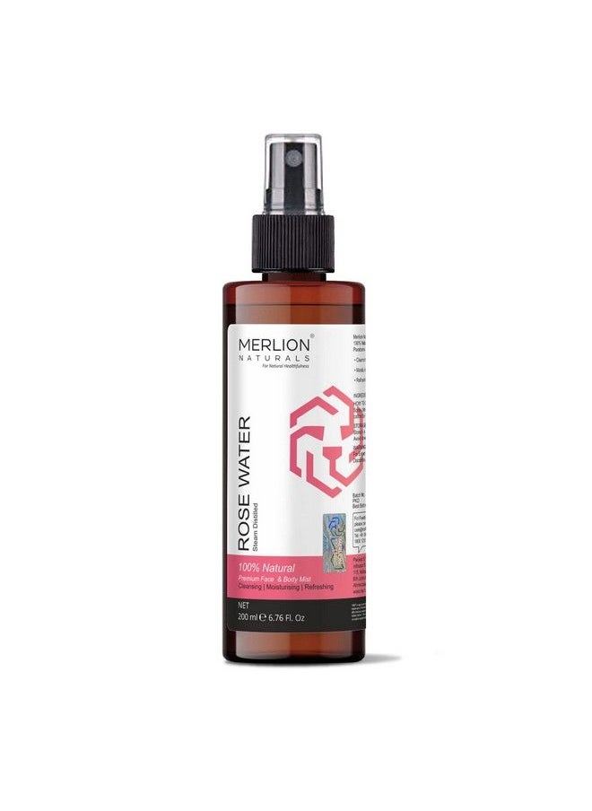 MERLION NATURALS - Pure Rose Water For Facial Toner Steam Distilled 200Ml - Image 1