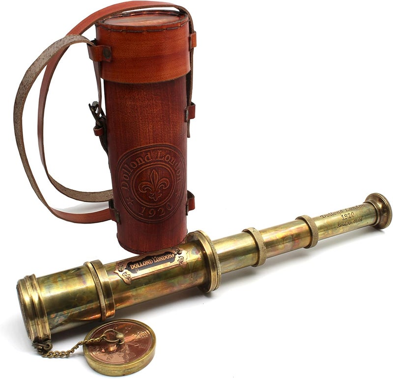 OCEAN REPLICAS 16 Inch Antique Commando Spyglass Telescope Replica – Nautical Brass Spyglass with Leather Box – Vintage Pirate Telescope Gift for Mariners & Collectors - Image 5