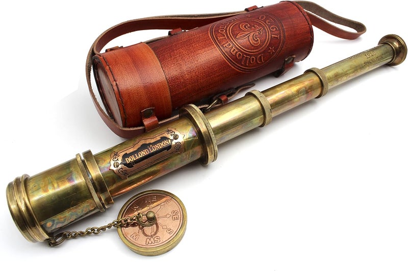 OCEAN REPLICAS 16 Inch Antique Commando Spyglass Telescope Replica – Nautical Brass Spyglass with Leather Box – Vintage Pirate Telescope Gift for Mariners & Collectors - Image 2