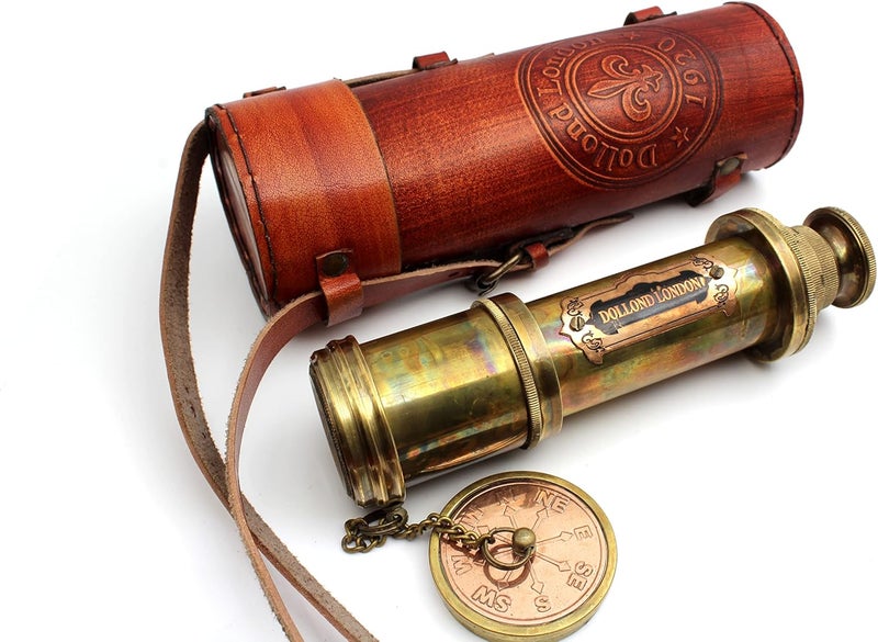 OCEAN REPLICAS 16 Inch Antique Commando Spyglass Telescope Replica – Nautical Brass Spyglass with Leather Box – Vintage Pirate Telescope Gift for Mariners & Collectors - Image 1