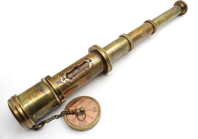 OCEAN REPLICAS 16 Inch Antique Commando Spyglass Telescope Replica – Nautical Brass Spyglass with Leather Box – Vintage Pirate Telescope Gift for Mariners & Collectors - Image 4