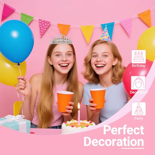 Papoopy Birthday Tiara and Crown with Sash, Birthday Tiara for Women Party Silver - Image 4