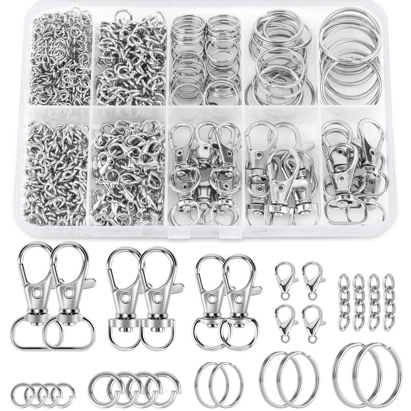 Sucrown 523PCS Keychain Making Kit, Keychain Making Supplies Including Keychains Clips Hooks, Key Chain Rings, Lobster Claw Clasps and Jump Rings for Jewelry Making Supplies, Crafts - Image 1