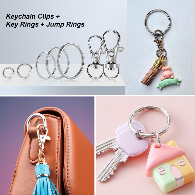 Sucrown 523PCS Keychain Making Kit, Keychain Making Supplies Including Keychains Clips Hooks, Key Chain Rings, Lobster Claw Clasps and Jump Rings for Jewelry Making Supplies, Crafts - Image 5