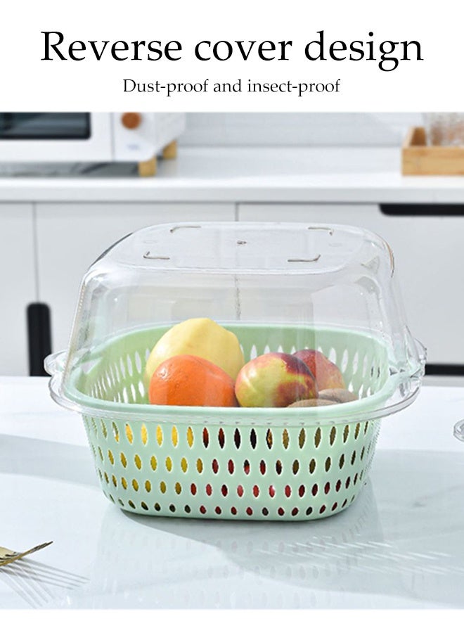 DUNISO 2 In 1 Multifunctional Drain Basket Set Double Layered Drainage Basket Funnel Strainer Household Kitchen Strainer Bowl Plastic Washing Vegetables Basket with Handle for Fruit Washing, Vegetable Draining and Food Storage - Image 4