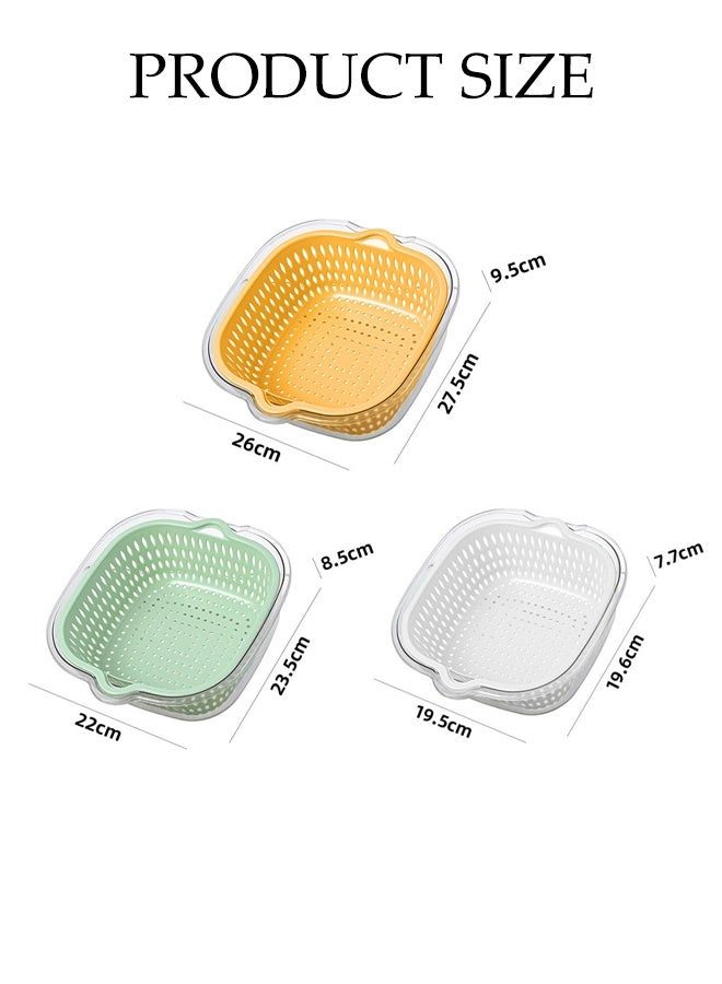 DUNISO 2 In 1 Multifunctional Drain Basket Set Double Layered Drainage Basket Funnel Strainer Household Kitchen Strainer Bowl Plastic Washing Vegetables Basket with Handle for Fruit Washing, Vegetable Draining and Food Storage - Image 3