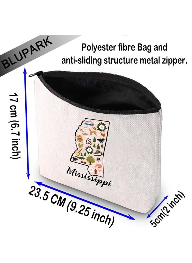 BLUPARK Mississippi Map Cosmetic Bag MS Gift Mississippi Travel Makeup Bag Mississippi State Gift, Mississippi - Image 2