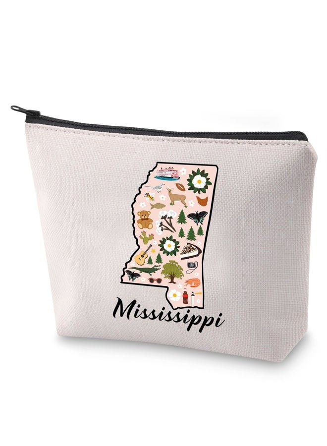 BLUPARK Mississippi Map Cosmetic Bag MS Gift Mississippi Travel Makeup Bag Mississippi State Gift, Mississippi - Image 1