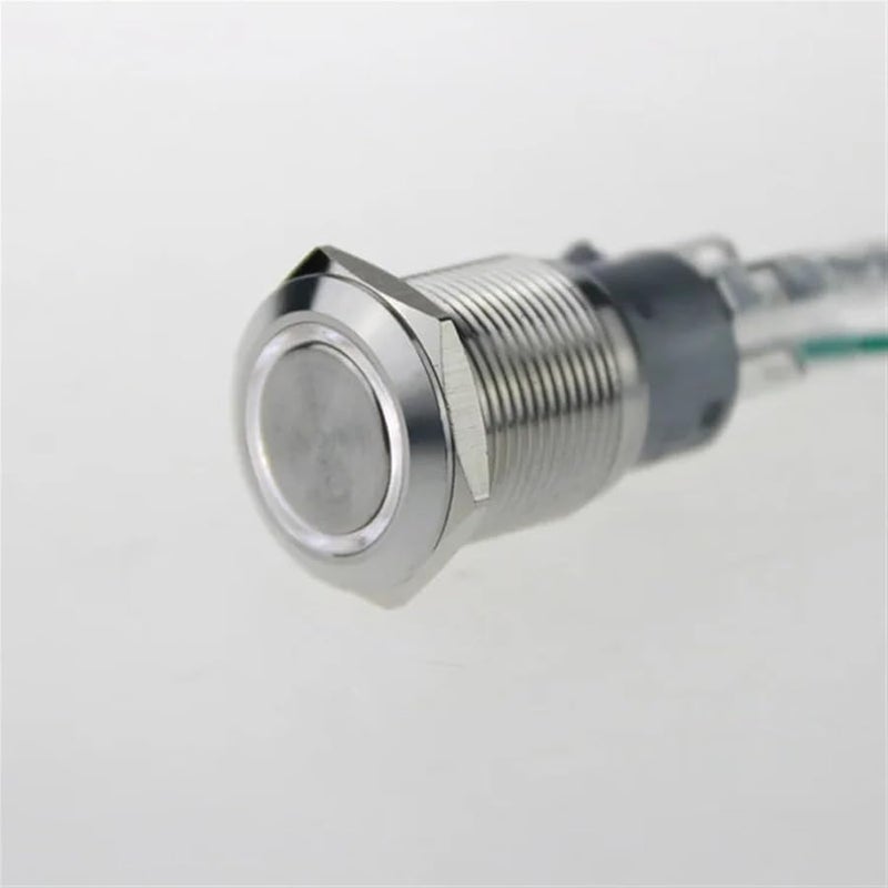 زر إعادة ضبط أزرق 19 مم مفتاح إضاءة معدني 12 فولت 5 أمبير 250 فولت تيار مستمر مقاوم للماء والصَدَأ - Image 4