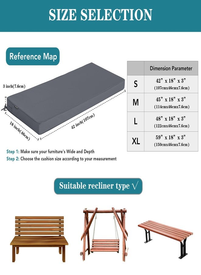 Comcaver Outdoor Bench Cushions 48 x 18 Inch Thick Waterproof Porch Swing Cushions with Tie Patio Furniture Chair Cushion Bench Pad 5 Year Color Fastness Backyard Seat Pads Dark Grey - Image 5