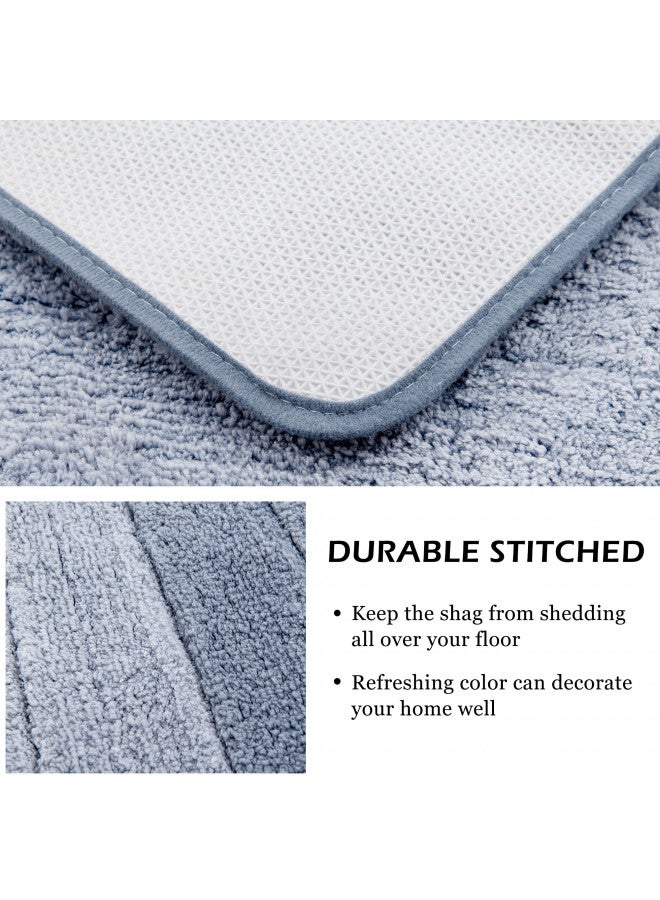Kmson 3 Pcs Ombre Bathroom Rugs Set with U-Shaped Mat, Non Slip,Quick Drying, Ultra Soft and Water Absorbent Bath Carpet for Bedroom Floor Living Room,Machine Washable,Blue - Image 1