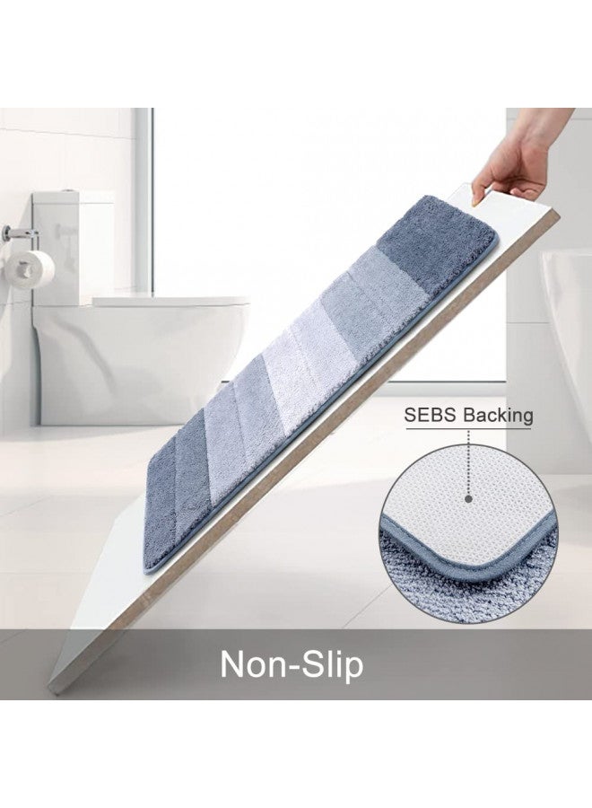 Kmson 3 Pcs Ombre Bathroom Rugs Set with U-Shaped Mat, Non Slip,Quick Drying, Ultra Soft and Water Absorbent Bath Carpet for Bedroom Floor Living Room,Machine Washable,Blue - Image 2