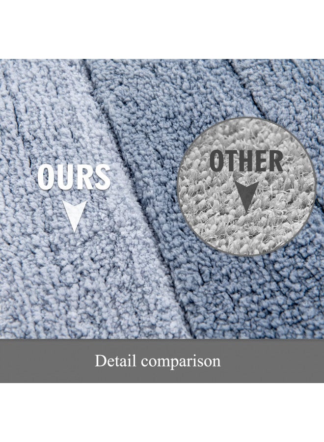 Kmson 3 Pcs Ombre Bathroom Rugs Set with U-Shaped Mat, Non Slip,Quick Drying, Ultra Soft and Water Absorbent Bath Carpet for Bedroom Floor Living Room,Machine Washable,Blue - Image 3