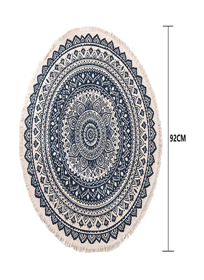 Goolsky Goolsky Round Carpet Nordic Linen Cotton Handmade Tassel Round Mat Bohemian Yoga for Sofa Living Room Bedroom Bathroom Home Decor Diameter 92cm  - Image 3