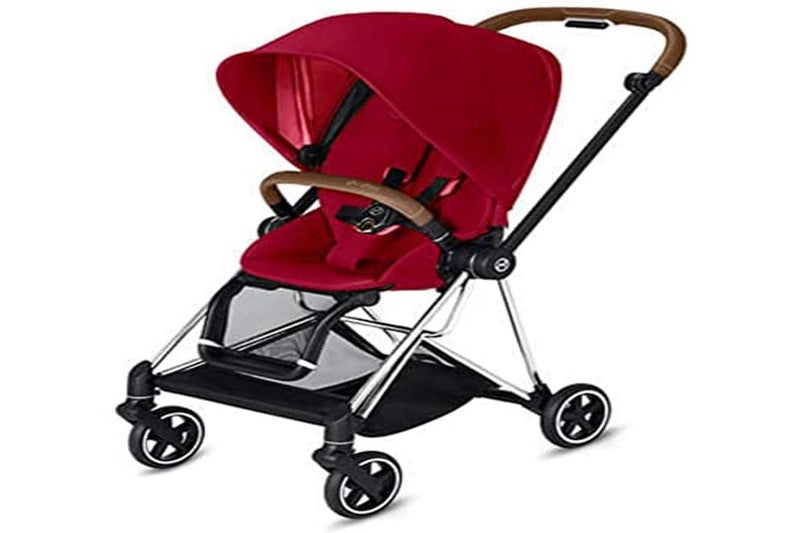 cybex Cybex Mios 2 Complete Stroller OneHand Compact Fold Reversible Seat Smooth Ride AllWheel Suspension Extra Storage Adjustable Leg Rest True Red Seat with ChromeBrown Frame 