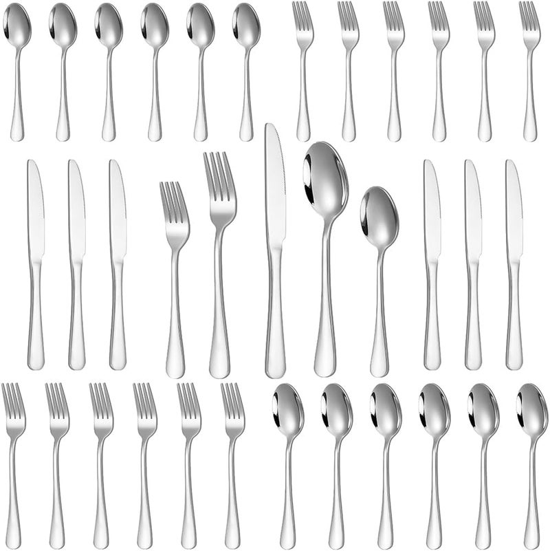 Lazycorner Flatware Set 30 Pcs Stainless Steel Utensil Sets Silverware Utensils for 6 People  Includes Forks Knives Spoons and Salad Forks  Dishwasher Safe Durable Tableware for Home Restaurant or Outdoor Use - Image 1