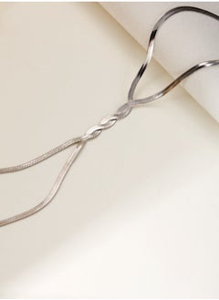 Catei Karrui Silver Plated Copper Long Dangle Fringe Snake Bone Necklace Multi-Wear Office Evening Dress Accessory  - Image 5
