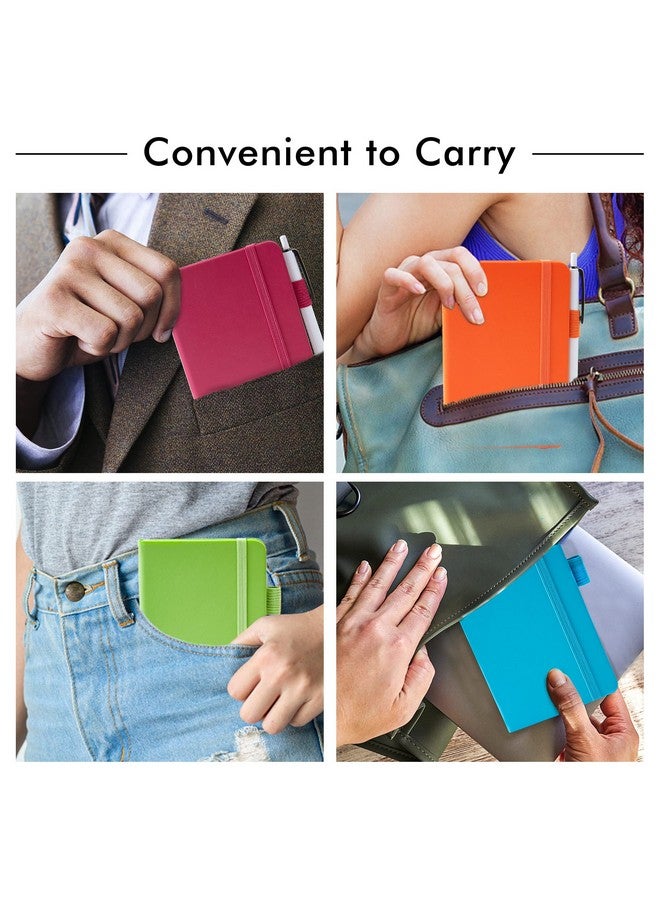 فيلا دفاتر ملاحظات صغيرة من Feela Pocket، مجموعة كبيرة من دفاتر الملاحظات الصغيرة اللطيفة، غلاف مقوى، مسطرة، يوميات جامعية مع حامل أقلام لمذكرات المدرسة والأعمال، مع 15 قلمًا أسود، 3.5 بوصة × 5.5 بوصة، عبوة من 15، مقاس A6، ألوان سادة - Image 5