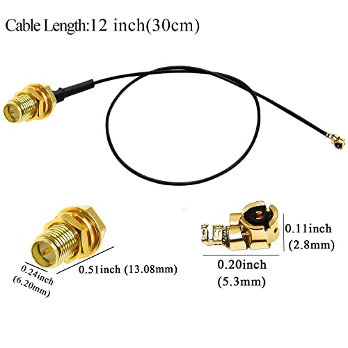 TUOLNK IPX to RP SMA Extension Cable U.FL MHF1 to Reverse Polarity SMA Female WiFi Antenna Pigtail Cable 1.13mm Extension Cable for WiFi Router Network Card 12inch(30cm) 5 Pack - Image 2