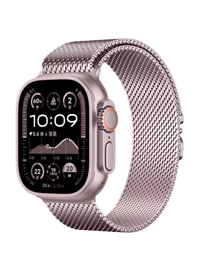 Watch Milanese Loop Band Compatible with Apple Watch Ultra 2 Band 49mm 46mm 45mm 44mm, Stainless Steel Milanese Loop Adjustable Strap for iWatch Ultra Series 10 9 8 7 SE 6 5 4 pink - Image 2