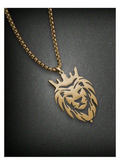 MARIO DRAFTS Lion Crown Pendant Necklace, Gold Chain, Unisex Fashion  - Image 1
