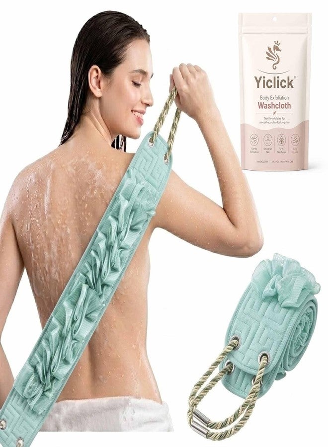Yiclick Back Scrubber for Shower, Exfoliating Washcloth Towel with Handle, Body Scrubber Exfoliator, Bath Sponge Loofah Luffa, Back Washer Wash Cloth for Men Women, Korean Exfoliate Body Scrub - Image 1