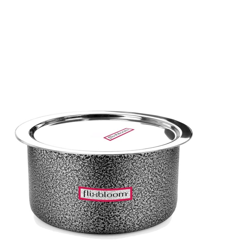 FLIXBLOOM Flixbloom Cosmic Black Hard Anodised Induction Base Stove Friendly Cookware TopeBhagonaPatilaHandi Utensil for Kitchen Cooking Tope with Lid 25 Litre Pateli  - Image 1