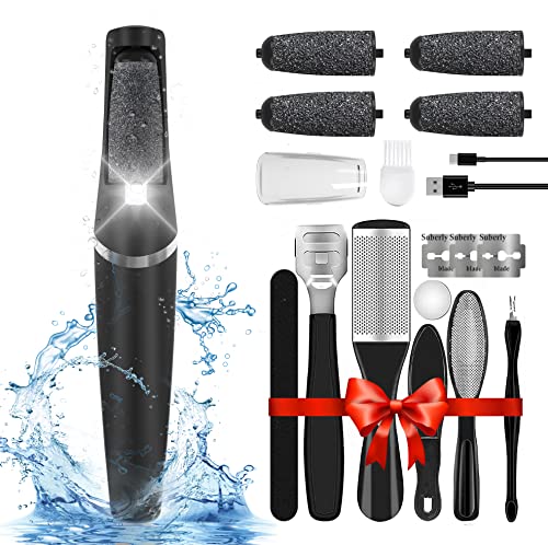 Heelos Professional Electric Foot Callus Remover Rechargeable Electronic Foot File Pedicure Tool Kit WaterResistan Foot Scrubber File with 4 Grinding Heads Foot Care for Dead Skin Ideal Gift for Everyone - Image 1
