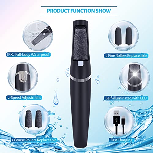 Heelos Professional Electric Foot Callus Remover Rechargeable Electronic Foot File Pedicure Tool Kit WaterResistan Foot Scrubber File with 4 Grinding Heads Foot Care for Dead Skin Ideal Gift for Everyone - Image 3
