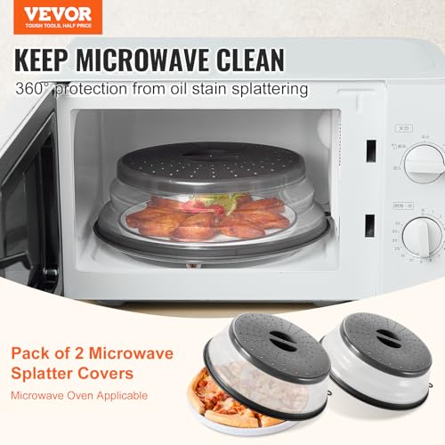 VEVOR Microwave Splatter Covers 2 Pack 104 Collapsible Microwave Lid for Food 300F HeatResistant PP Splatter Guard for Plate Dish MultiUse Kitchen Colander Gadget for Washing Fruits Vegetables - Image 3