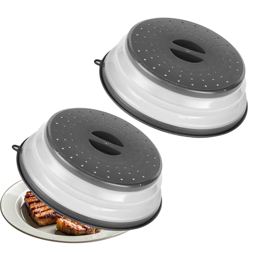 VEVOR Microwave Splatter Covers 2 Pack 104 Collapsible Microwave Lid for Food 300F HeatResistant PP Splatter Guard for Plate Dish MultiUse Kitchen Colander Gadget for Washing Fruits Vegetables - Image 1