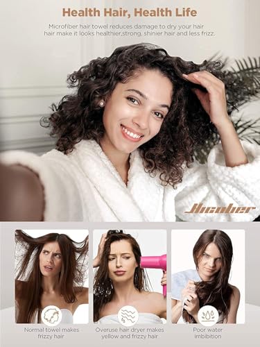 Hicober Microfiber Hair Towel 2Packs Hair Turbans Wrap for Women Wet Hair Hair Drying Towels for Curly Hair Anti FrizzPurplePink - Image 3