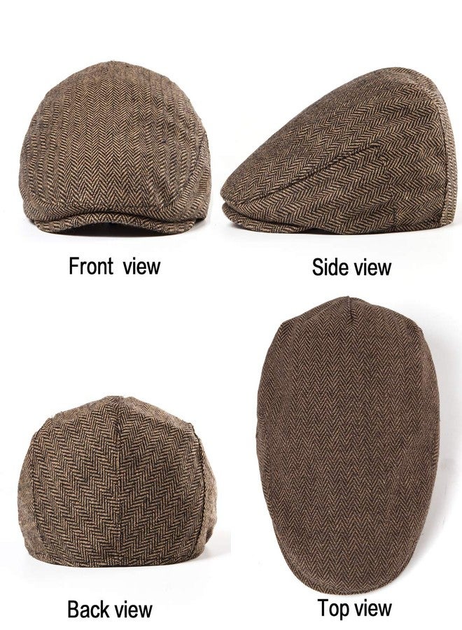 LADYBRO Men Ivy Hat Newsboy Cap - Classic Wool Blend Tweed Flat Cap Cabbie Hat Men - Image 5