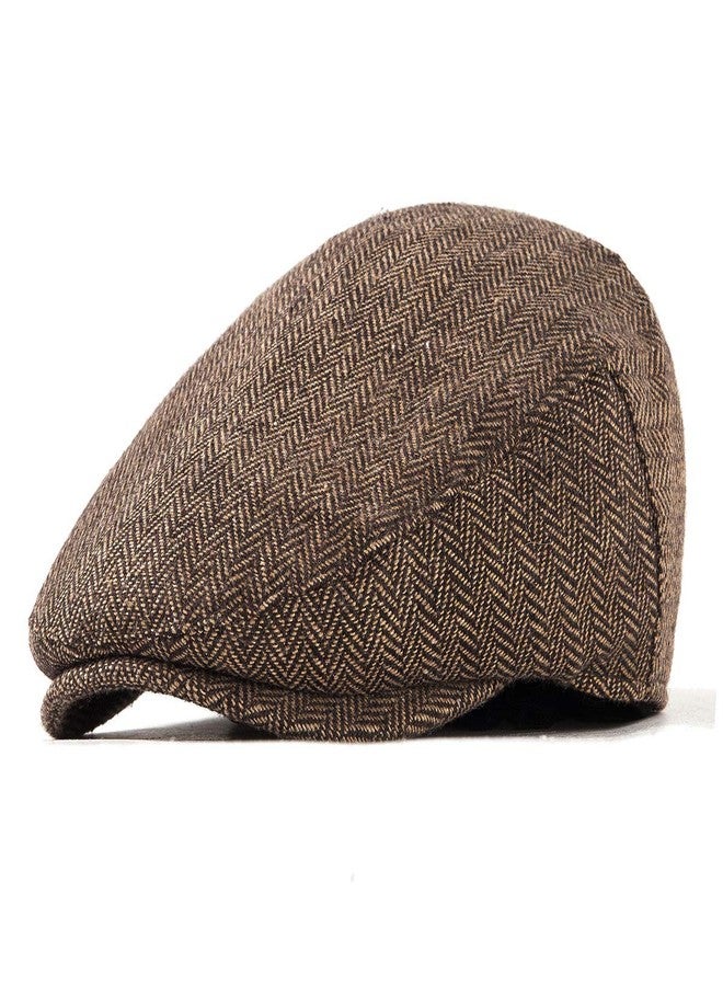 LADYBRO Men Ivy Hat Newsboy Cap - Classic Wool Blend Tweed Flat Cap Cabbie Hat Men - Image 3