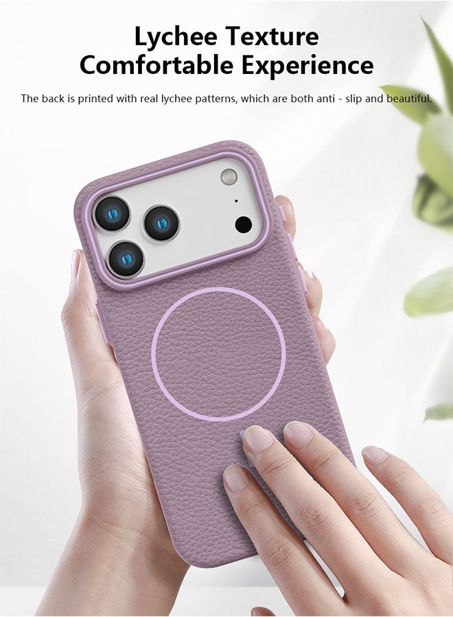 ليدين جراب ذو ملمس جلدي لهاتف آيفون 17 برو ماكس (6.9 بوصة)، مصنوع من مادة TPU رفيعة مع حلقة مغناطيسية، مزود بواقي ماص للصدمات، وحافة مرتفعة للكاميرا، ومقبض مانع للانزلاق، ومتوافق مع واقيات الشاشة. - Image 5