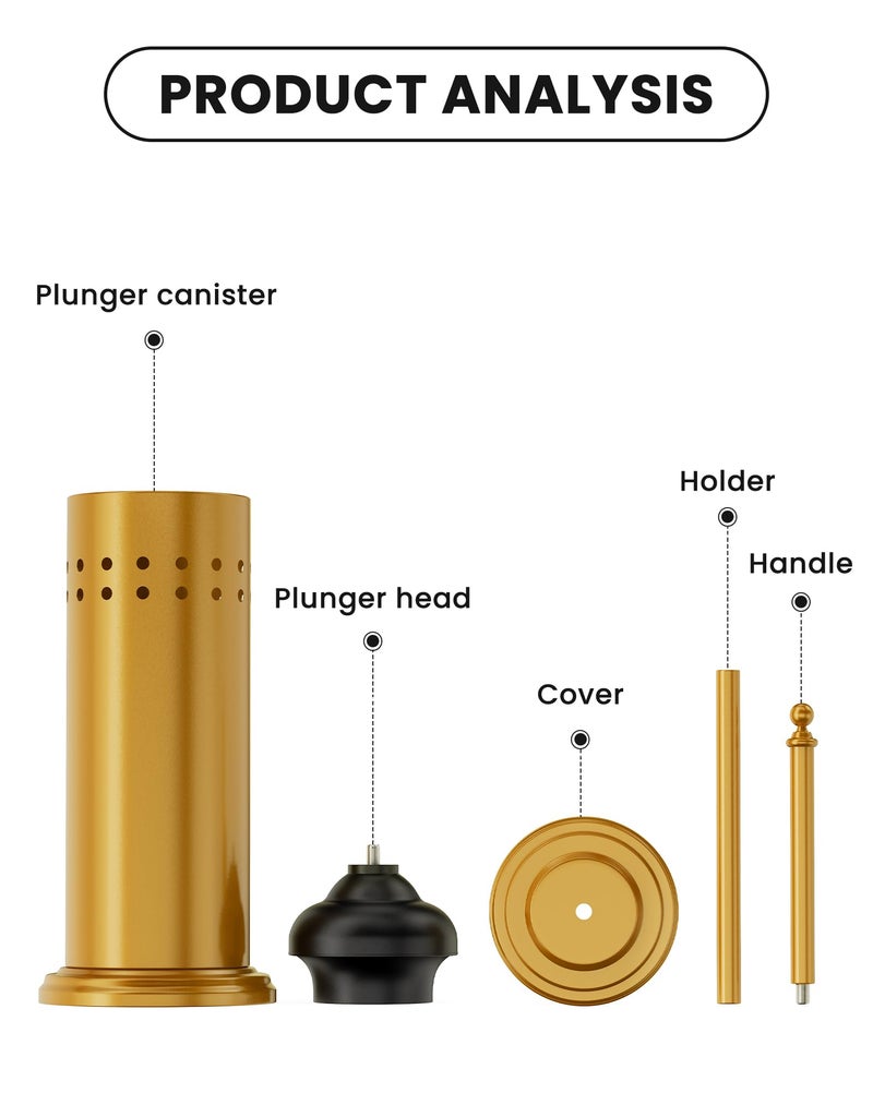 DOWRY Anti-Hand Off Toilet Plunger with Holder for Bathroom,Powerful Efficient Force Suction Cup,Heavy Duty, Deep Cleaning, Gold - Image 5